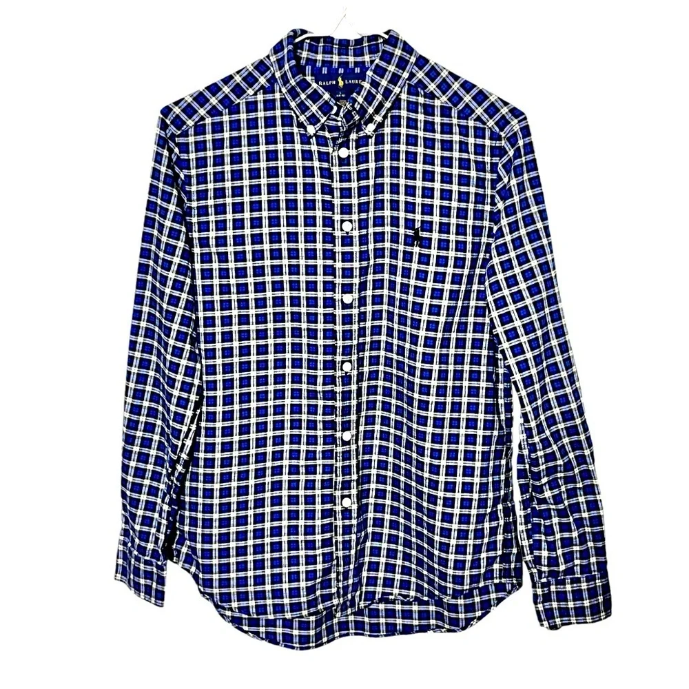 Ralph Lauren Button Down Plaid Long Sleeve Shirt Size Large (14/16)